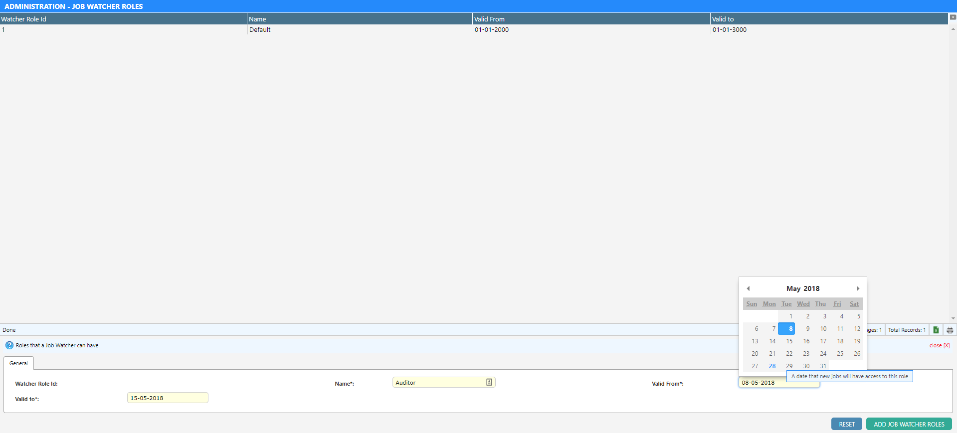 Job Watchers Roles | Dataforce Documentation
