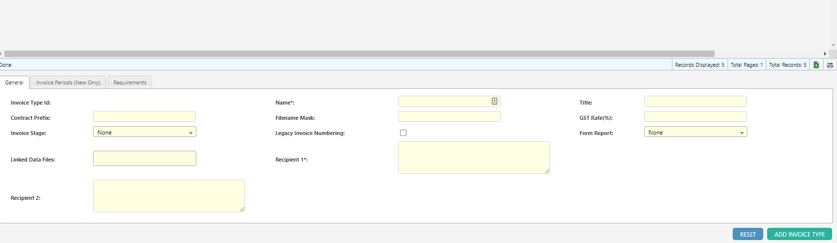 Invoice Type Properties