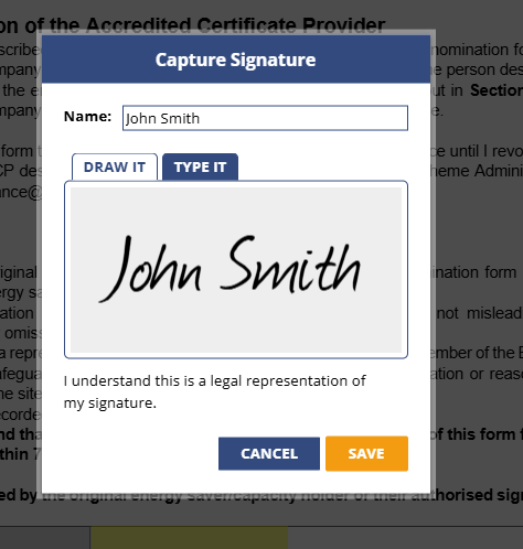 Typing the signature